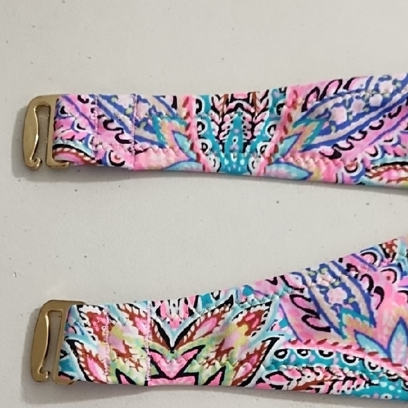 Strapless Paisley Bikini Top Turquoise Details stitching - Picture 6 of 12